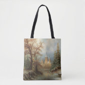 Romantisch winterlandschap met schaatsers tote bag (Voorkant)