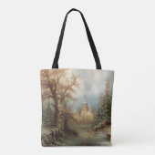 Romantisch winterlandschap met schaatsers tote bag (Achterkant)