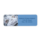 romantisch wintermeer witte zwaluw bruiloft etiket (Voorkant)