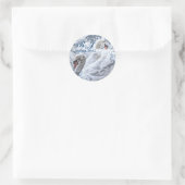 romantisch wintermeer witte zwaluw bruiloft ronde sticker (Tas)