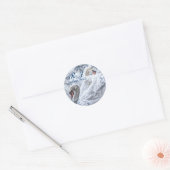 romantisch wintermeer witte zwaluw bruiloft ronde sticker (Envelop)