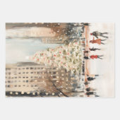 Romantisch winters stadslandschap schaatsen inpakpapier vel (Voorkant)