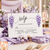 Romantisch Wisteria Script Bloemen Huwelijk RSVP K Kaartje