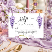 Romantisch Wisteria Script Bloemen Huwelijk RSVP K Kaartje