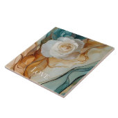 Romantisch Wit Aqua Goud Bloemen Liefde Tegeltje (Zijkant)