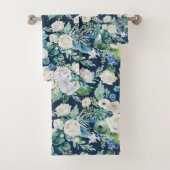 Romantisch wit & blauw bloemenpatroon bad handdoek (Insitu)