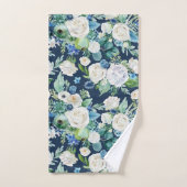 Romantisch wit & blauw bloemenpatroon bad handdoek (Handdoek)