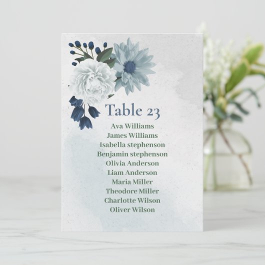 Romantisch wit blauw groen zitkaart kaart (Staand voorkant)