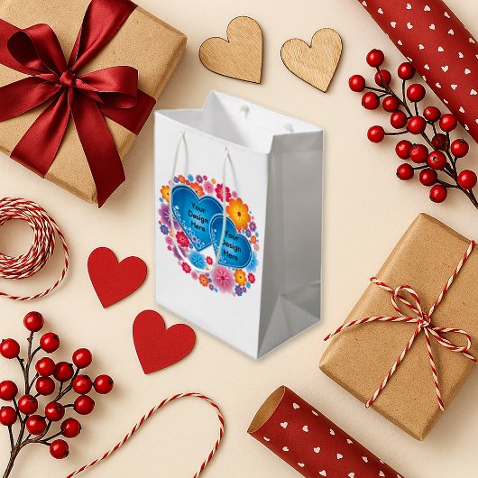 Romantisch Wit Bloemen Blauw Hart Klein Cadeauzakje