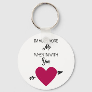 Romantisch wit elegant met roze hart sleutelhanger