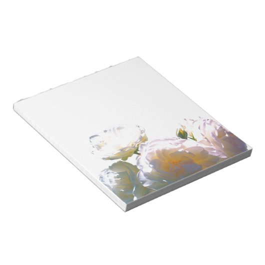 Romantisch wit, geel, oranje, goudamberkleurig roo notitieblok (Schuin)