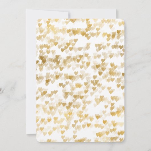 Romantisch Wit Goud Harten Trouwen Kaart (Achterkant)