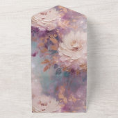 Romantisch Wit Goud Paarse Bloemen Huwelijk All In One Uitnodiging (Buitenkant)