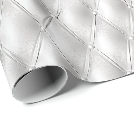 Romantisch wit kunstleer cadeaupapier (Rol Hoek)