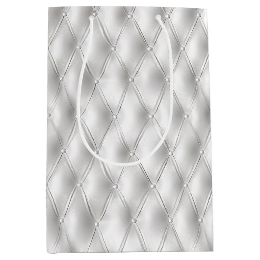 Romantisch wit kunstleer medium cadeauzakje (Voorkant)