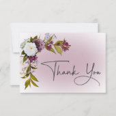 Romantisch Wit & Paarse Bloemen Modern Huwelijk Bedankkaart (Voorkant)