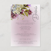 Romantisch Wit & Paarse Bloemen Moderne Details Informatiekaartje (Voorkant)