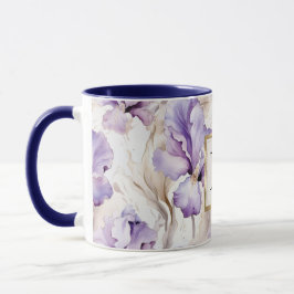 Romantisch wit paarse Iris bloemmonogram Mok