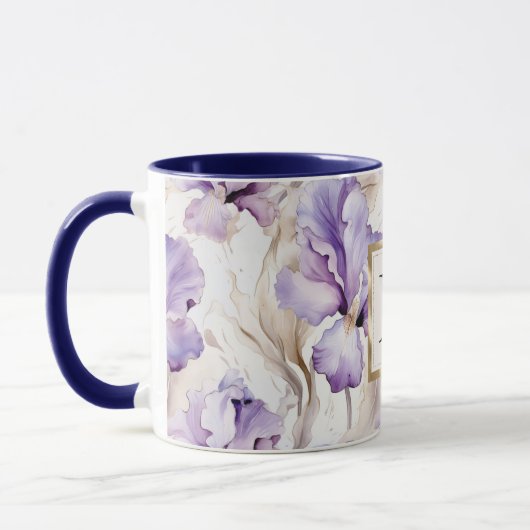 Romantisch wit paarse Iris bloemmonogram Mok (Links)