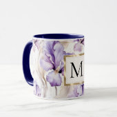 Romantisch wit paarse Iris bloemmonogram Mok (Voorkant links)