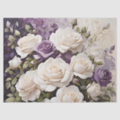 Romantisch wit paarse rozen bloemstuk tissuepapier (Voorkant)