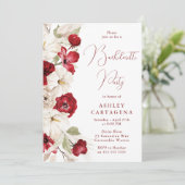 Romantisch Wit & Rode Bloemen Bachelorette Party Kaart (Staand voorkant)