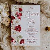 Romantisch Wit & Rode Bloemen Bachelorette Party Kaart