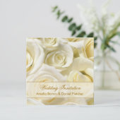 Romantisch wit - roomkleurige rozen Weddenschap Kaart (Staand voorkant)