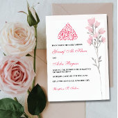  Romantisch Wit Roze Bloemen Moslim Bruiloft Kaart