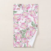 Romantisch wit roze geel zomer roos floraal bad handdoek (Handdoek)