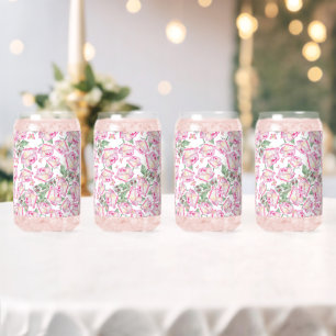 Romantisch wit roze geel zomer roos floraal blikvorm glas