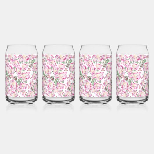 Romantisch wit roze geel zomer roos floraal blikvorm glas (Links)