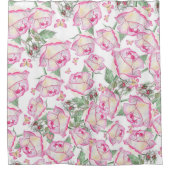 Romantisch wit roze geel zomer roos floraal douchegordijn (Voorkant)