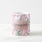 Romantisch wit roze geel zomer roos floraal koffiemok (Center)