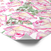 Romantisch wit roze geel zomer roos floraal poster (Hoek)