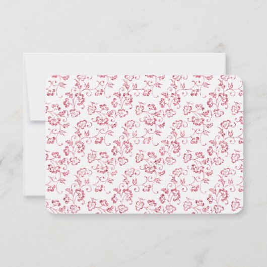 Romantisch Wit Roze Glitter Bloemen Bruiloft RSVP (Achterkant)