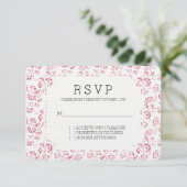 Romantisch Wit Roze Glitter Bloemen Bruiloft RSVP (Staand voorkant)