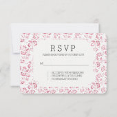Romantisch Wit Roze Glitter Bloemen Bruiloft RSVP Kaartje (Voorkant)