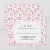 Romantisch Wit Roze Glitter Bloemen Bruiloft RSVP Kaartje (Voorkant / Achterkant)