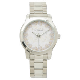Romantisch wit rozen gepersonaliseerd horloge