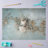 Romantisch wit rozen gouden script barok ornament tissuepapier (Craft)