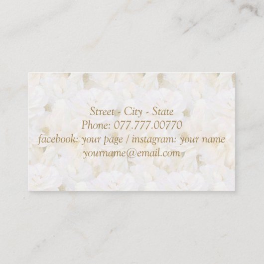 Romantisch wit rozen visitekaartje (Achterkant)