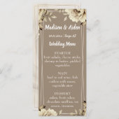 Romantisch Wit Rustiek Rozen Flat Menu (Voorkant / Achterkant)