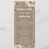 Romantisch Wit Rustiek Rozen Flat Menu (Voorkant)