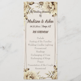 Romantisch Witte Landelijke Rozen Vlak Programma Programmakaart