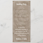 Romantisch Witte Landelijke Rozen Vlak Programma Programmakaart (Achterkant)