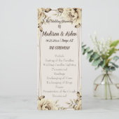 Romantisch Witte Landelijke Rozen Vlak Programma Programmakaart (Staand voorkant)