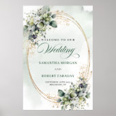 Romantisch Witte Rozen Botanisch Welkomstbord Poster (Voorkant)