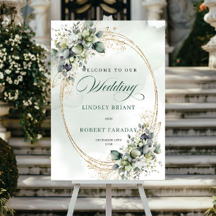 Romantisch Witte Rozen Botanisch Welkomstbord Poster