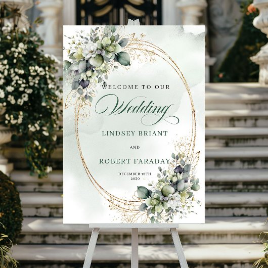 Romantisch Witte Rozen Botanisch Welkomstbord Poster